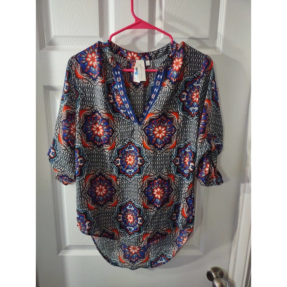 Society Girl Top Size S Multicolor 3/4 Sleeve
